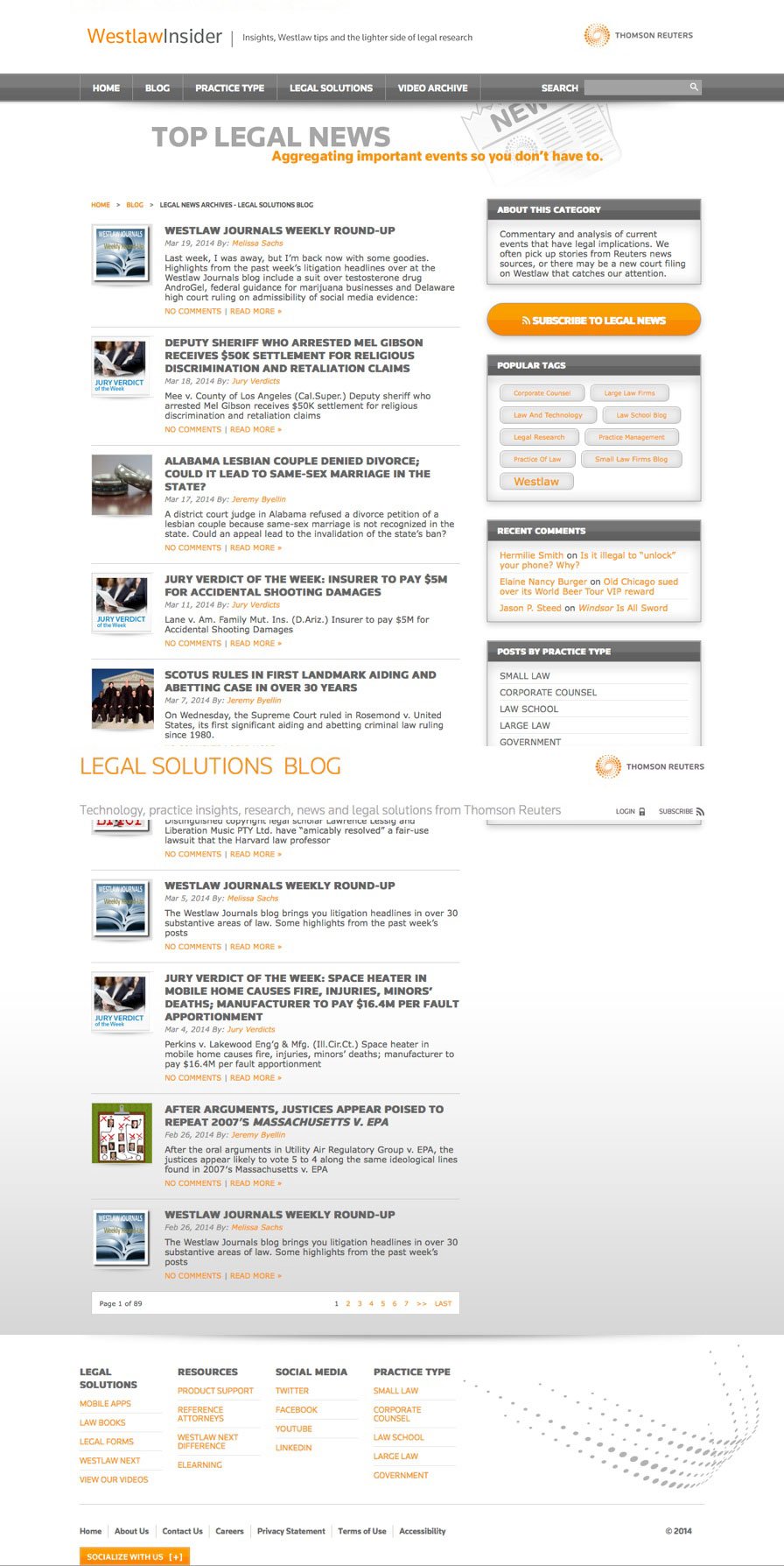 Thomson Reuters Legal News Website Design